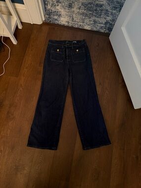 J. Crew Wide-Leg Dark Navy Jeans with Patch Pockets